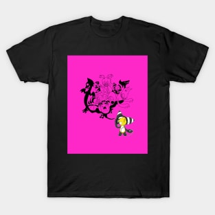 Music Demon Pink (Black Outline) T-Shirt